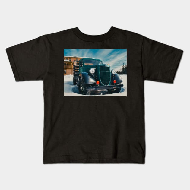 1935 Ford Classic Pickup V3 Kids T-Shirt by Family journey with God